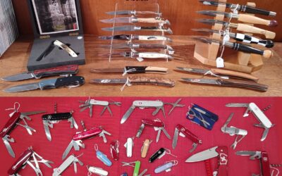 Nombreux couteaux: Laguiole, Notron, Claude Douzorme, victorinox…